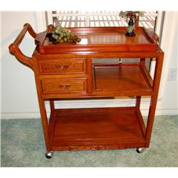 Wooden Oriental Serving Cart