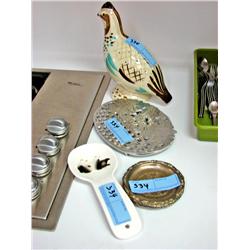 Silver Coasters/Quail/Trivet/Pig Spoon