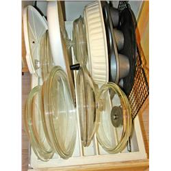 Contents of Drawer Glass Lids/Muffin Pans