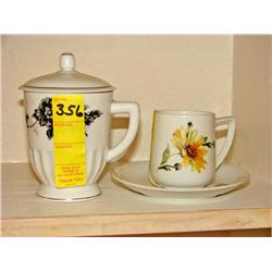 China Pitcher Floral Cup/Saucer