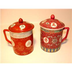 Two Red & White Cups
