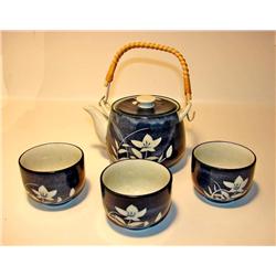 Blue Floral Tea Pot w/Cups