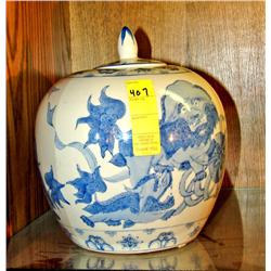Blue & White Urn w/Stand
