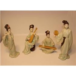 Four Porcelain Musician Women