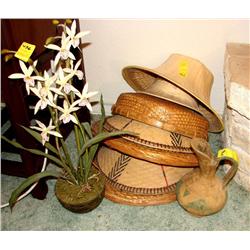 Grass Hats/Pitcher/Lily Arrangement