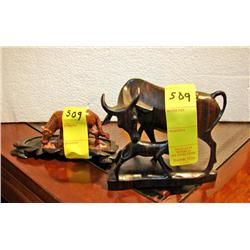 Two Carved Wood Animal Figurines