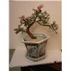 Image 1 : Black & Pink Peacock Flower Pot w/Artificial