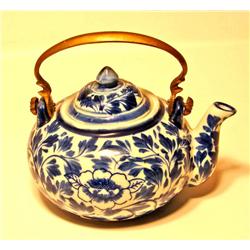 Oriental Tea Pot w/Brass Handle