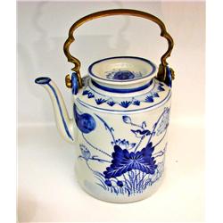 Oriental Tea Pot w/Brass Handle