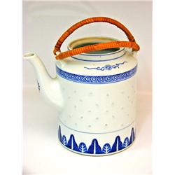 Oriental  Tea Pot w/Bamboo Handle