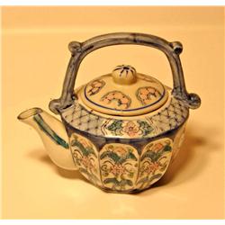Oriental Tea Pot w/Pink Flowers