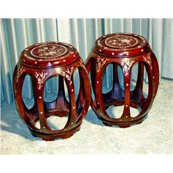Pair of Mother of Pearl Inlaid Stools