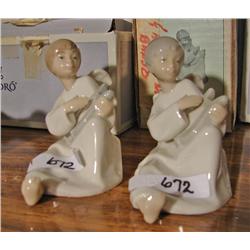 Lladro Two Angels Playing Harps