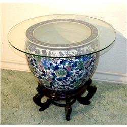 Oriental Planter/Stand/Glass Top