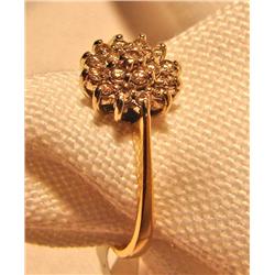 Lady's 14k Gold Ring with (19) Diamond Cluster