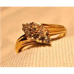 Lady's 14k Gold & Diamond Triangle Cluster Ring