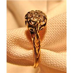 Lady's 14k Gold  Leaf Design & (7) Diamond Ring
