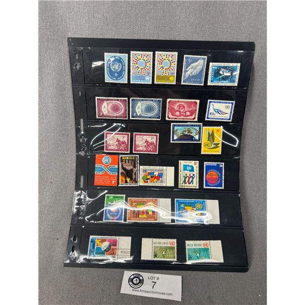 24 Mostly Mint, United Nations Stamps In Page Protector