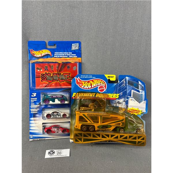 2 Packages Of Hot Wheels Die Cast Metal Collectibles - "Yu-Gi-Oh!" & "Pavement Pounders"