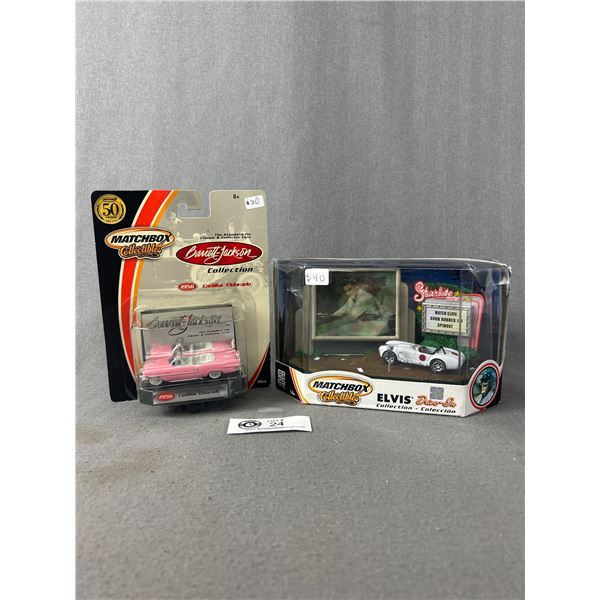 2 Packages Of Matchbox Die Cast Metal Collectibles - "Elvis Drive-In" Collection & 1956 Cadillac Eld