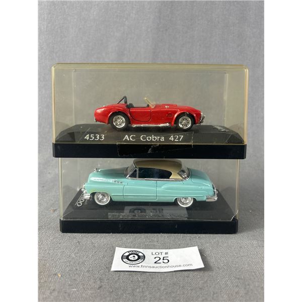 2 Solido Made In France Die Cast Metal Collectibles In Acrylic Case - Buick Super Hard Top & AC Cobr