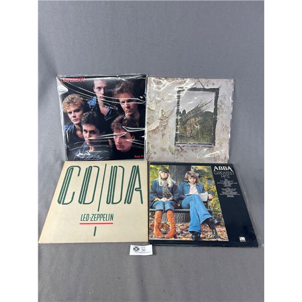 4 Vintage Vinyl Records - Lover Boy:Keep It Up, Led Zeppelin & Led Zeppelin: Coda & Abba:Greatest Hi
