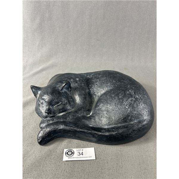 Vintage Austin 1971 Cast Metal Heavy Black Cat Doorstop/Figure - 8.8lbs - 11.5" x 8.5" x 3"