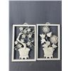 Image 2 : 3 Framed White Metal Asian Inspired Floral Art - 7" x 11"