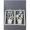 Image 3 : 3 Framed White Metal Asian Inspired Floral Art - 7" x 11"