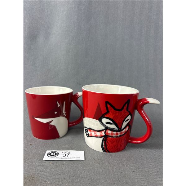 2 Collectible Starbucks Mugs 2012 & 2016 - Fox Tale Handles