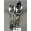 Image 1 : Vintage First Nations Hand Hammered Kwkuitl Silverplated Salad Servers