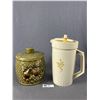 Image 1 : Vintage Ceramic Cookie Jar & Tupperware Jug