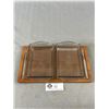 Image 1 : MCM Danish Luthje Teak Tidbit Tray w/ Inserts & Forks