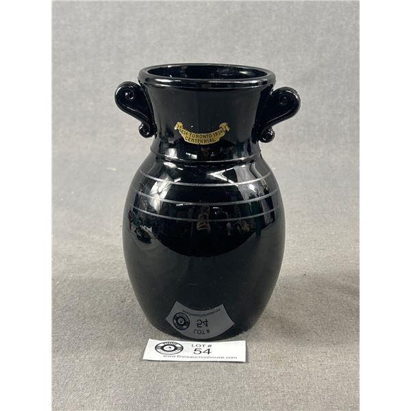 Vintage Black Amethyst Vase Commemorating Toronto Centennial 1834-1934