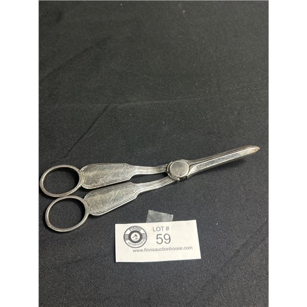 Nice Pair Of Antique Plated Hallmarked Grape Shears