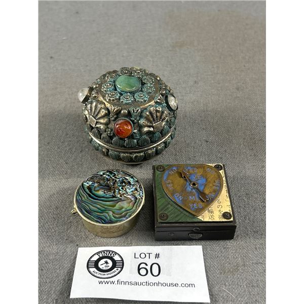 Vintage Novelty Novelty/Pill Boxes - One Alpaca Mexico w/ Abalone