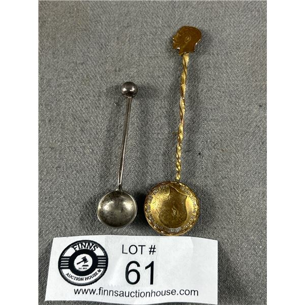 Antique Sterling Silver Salt Spoon & Edward VII Coin Salt Spoon