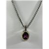 Image 2 : Pretty Costume Necklace w/ Heavier Silver Chain & Amethyst Coloured Stone Drop