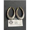 Image 2 : Nice Larger Size Engraved Silver Oval Hoop Earrings