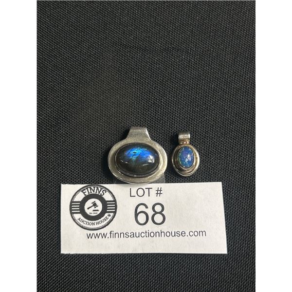 2 Smaller .925 Silver Pendants (one marked Mexico w/ Opal)
