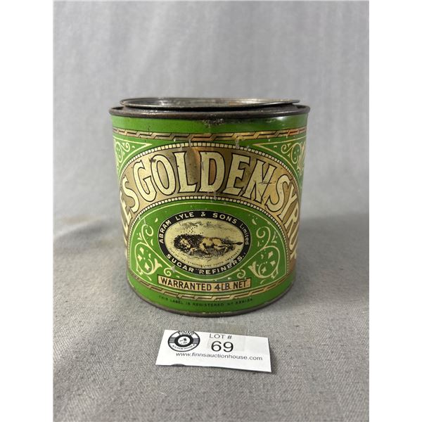 Vintage "Lyle's Golden Syrup" 4lb Tin. Manufactured In England. Approx. 4.5" H