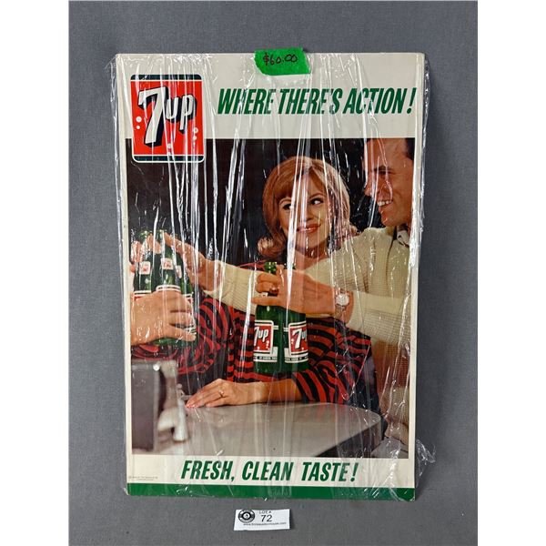 Vintage 18" x 12" 7-UP Cardboard Merchant Advertising Displayer