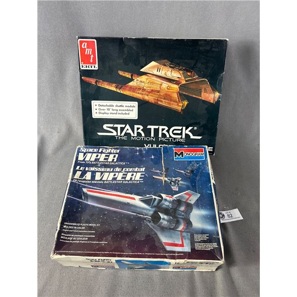 2 Vintage Modeling Kits - AMT Star Trek Vulcan Shuttle & Monogram Battle Star Galactica Space Battle