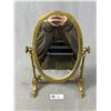 Image 1 : Vintage Brass Oval Tilting Swivel Tabletop Vanity Mirror - 13.5" X 9.75"