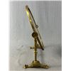 Image 2 : Vintage Brass Oval Tilting Swivel Tabletop Vanity Mirror - 13.5" X 9.75"