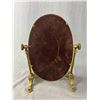 Image 3 : Vintage Brass Oval Tilting Swivel Tabletop Vanity Mirror - 13.5" X 9.75"