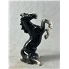 Image 2 : 2 Vintage Porcelain Black Horse Figurine Stallion Prancing Rearing - No Chips Or Cracks