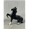 Image 3 : 2 Vintage Porcelain Black Horse Figurine Stallion Prancing Rearing - No Chips Or Cracks