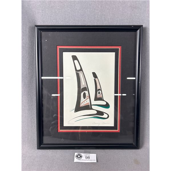 Orcas by Tsimshian Gitksan Danny Dennis - 11" x 13" Matted And Framed Print