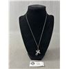 Image 1 : Diamond Cross Angel Wing Sterling Silver Necklace - 1" Pendant 20" Chain - Makers Mark Initials in a